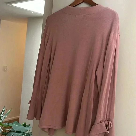 Alfani Rose Pink Sweater with bows on sleeves Size L - Picture 4 of 4